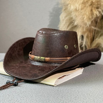 Sombrero Vaquero Étnico de Cuero Estilo Retro - Image 7