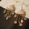 Natural Stone Cloud Pendant Long Fringe Earrings White