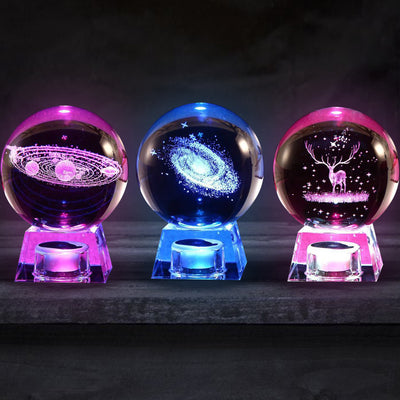 Lámpara Esfera Cristal LED con Música - Galaxia 3D con Energía Solar - Image 11