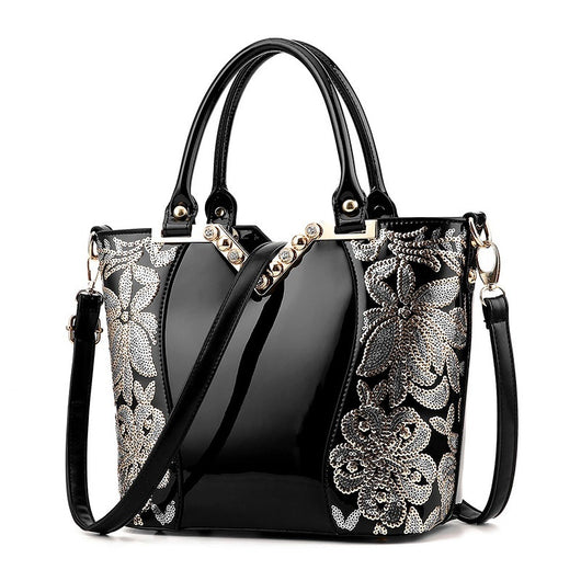 Bolso de Cuero Negro con Bordados Artesanales - Image 13