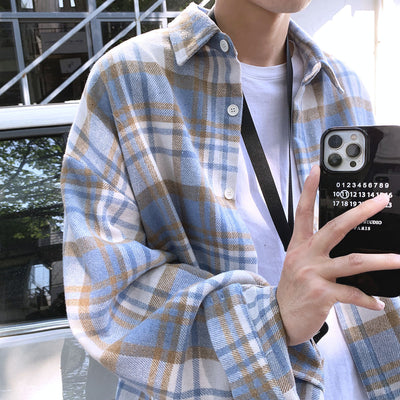 Camisa de Cuadros en Lana para Hombre - Manga Larga Otoño