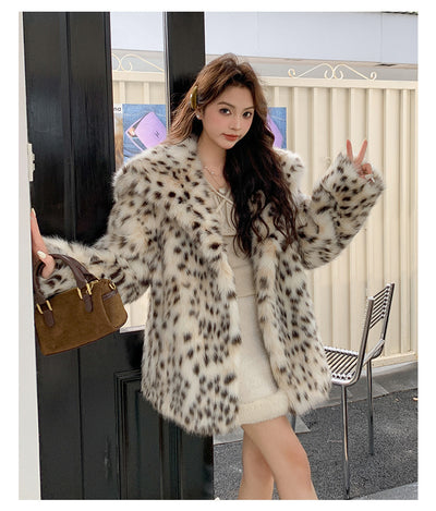 Abrigo de Piel Estampado Leopardo con Cuello de Piel para Mujer - Image 10