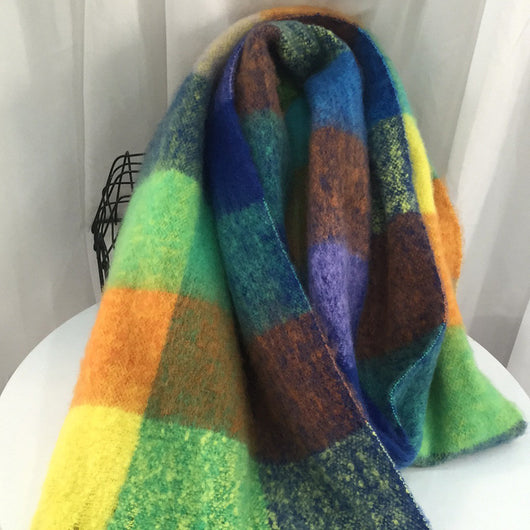 Bufanda de Cashmere a Cuadros con Rayas Coloridas para Otoño - Image 11