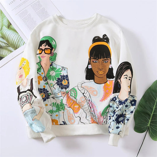 Sudadera Estampada Cuello Redondo para Niña - Diseño Casual y Cómodo