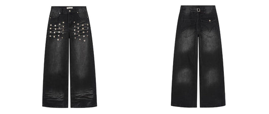Pantalones Vaqueros Desteñidos para Mujer con Diseño de Remaches Estilo Americano y Detalles Rasgados - Image 8