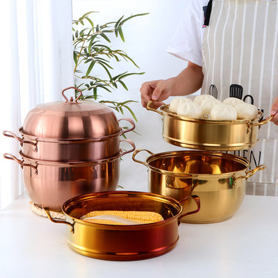 Olla Multiusos de Acero Inoxidable con Capas de Color - Dual para Sopas y Guisos