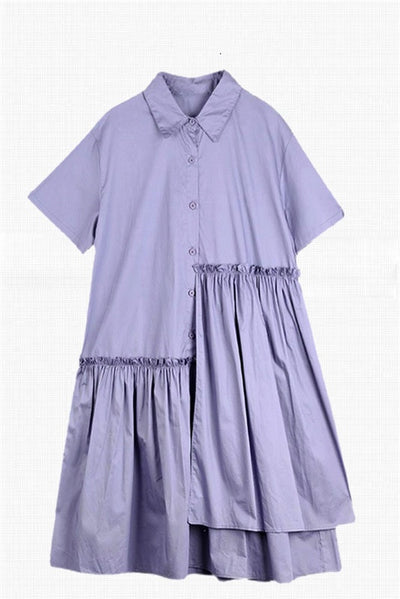Vestido Camisero Estilo Francés con Dobladillo Irregular - Image 7
