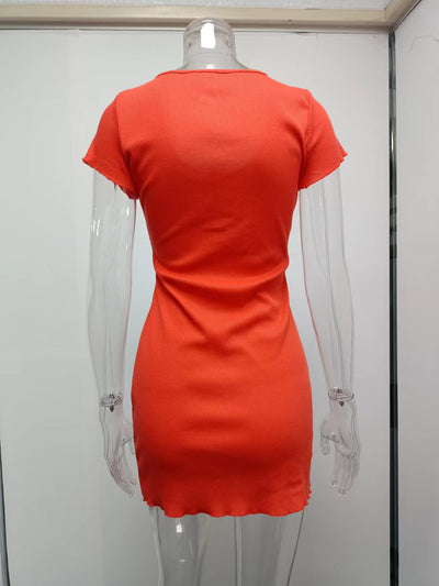 Vestido Corto con Botones de Corte Cadera - Estilo Europeo y Americano - Image 44