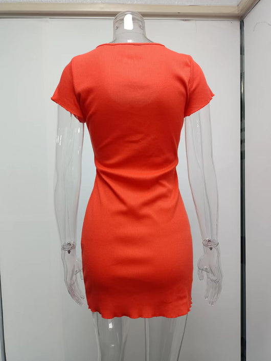 Vestido Corto con Botones de Corte Cadera - Estilo Europeo y Americano - Image 44