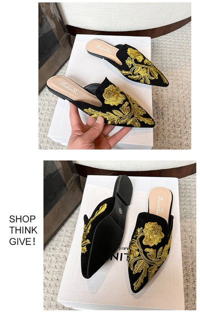 Pantuflas Bordadas Baotou Estilo Nacional para Mujer - Comodidad de Verano - Image 10