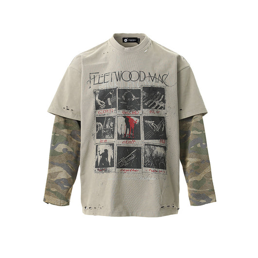 Playera Larga Camuflaje Retro con Efecto Dos Piezas - Image 14