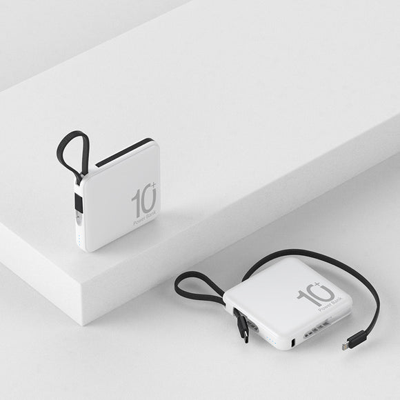 Batería Portátil Ultra Delgada de Alta Capacidad con Cable Integrado