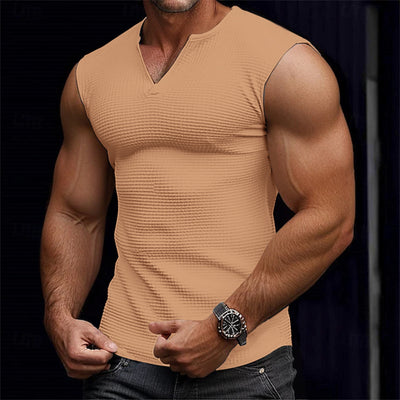 Camiseta sin Mangas Textura Waffle Colores Sólidos Hombre - Image 15