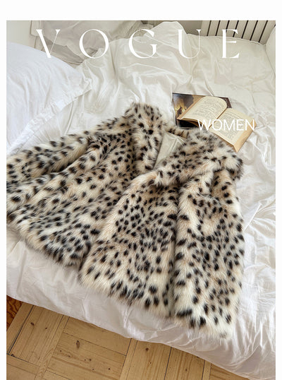 Abrigo de Piel Estampado Leopardo con Cuello de Piel para Mujer - Image 17