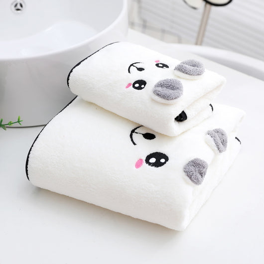 Juego de Toallas de Baño Coral Velvet con Diseño Orejas de Conejo y Koala - Set Regalo - Image 3
