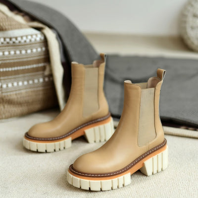 Bota Corta de Moda Simple en Ante Albaricoque - Image 19