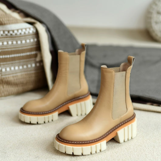 Bota Corta de Moda Simple en Ante Albaricoque - Image 19