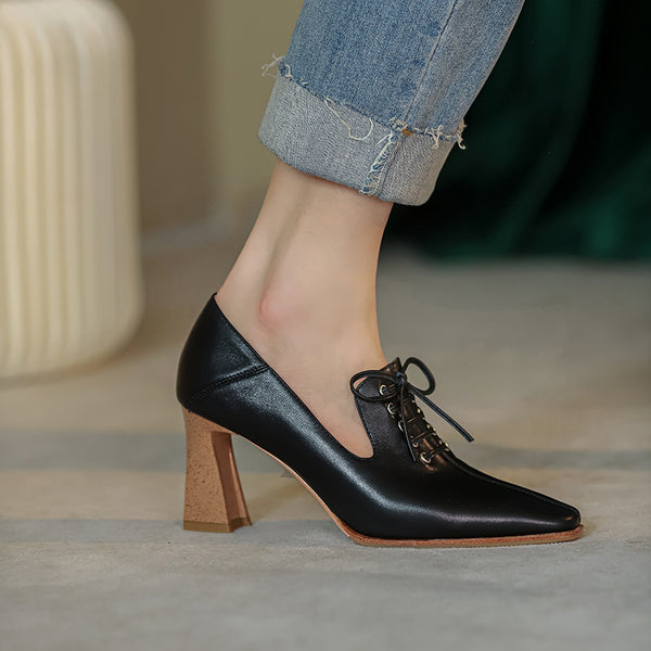 Zapatos de Tacón Alto para Mujer Talla Grande - Estilo Elegante con Cordones