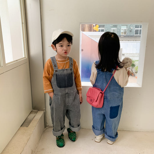 Overoles Denim Estilo Coreano para Niños y Niñas Primavera - Image 3