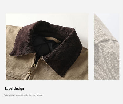 Chaqueta Vintage Americana para Hombre con Cuello Solapa y Tela Gruesa Desgastada - Image 15