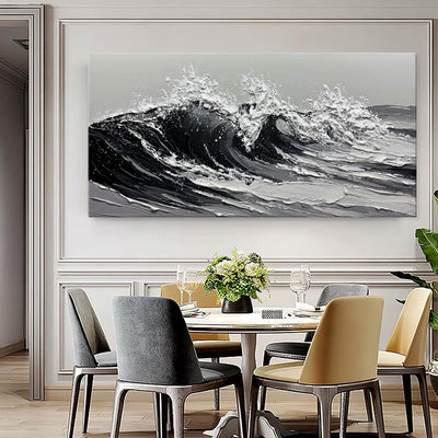 Cuadro Óleo Olas del Mar en Lienzo - Arte Texturizado Hecho a Mano para Sala de Estar - Image 2