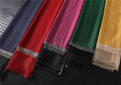 Bufanda de Seda y Lana Colores Sólidos Versátil para Mujer - Image 28