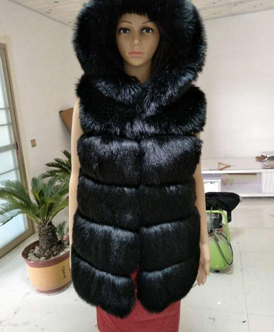 Chaleco Acolchado de Piel Sintética con Capucha para Mujer - Image 5