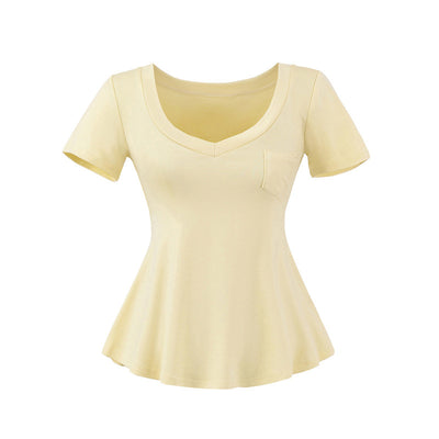 Blusa de Verano Ajustada al Talle con Escote en V y Manga Corta - Image 22