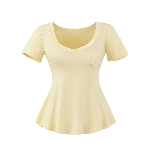 Blusa de Verano Ajustada al Talle con Escote en V y Manga Corta - Image 22