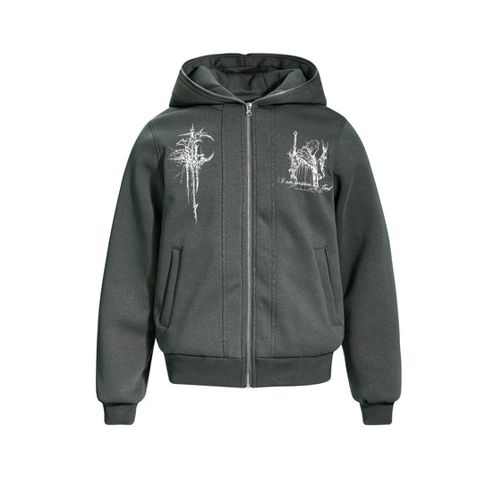 Sudadera Estampada con Cierre Americano de Manga Larga