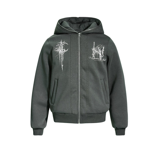 Sudadera Estampada con Cierre Americano de Manga Larga