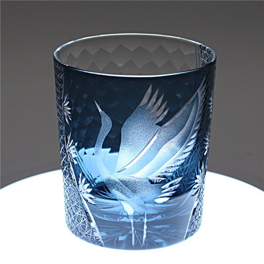 Vaso de Whiskey Edo Kiriko Pino y Grúa - Artesanía Japonesa - Image 35