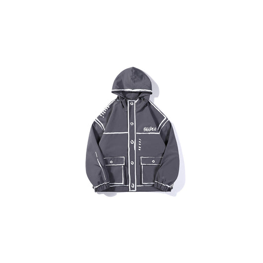 Chamarra Hoodie Graffiti con Líneas de Gancho - Tendencia Japonesa Primavera