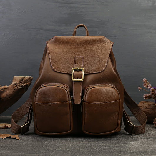 Mochila de Cuero Genuino Estilo Retro con Gran Capacidad para Mujer - Image 3
