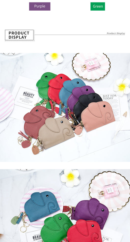 Monedero de Cuero Genuino Elefante Lindo - Cartera Mini Creativa - Image 20