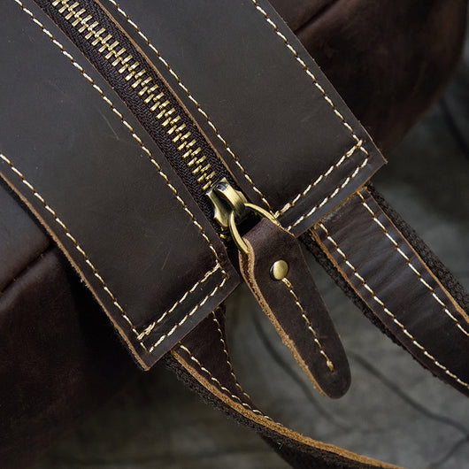 Mochila Multifuncional de Cuero Crazy Horse Retro para Hombre y Estudiantes - Image 11