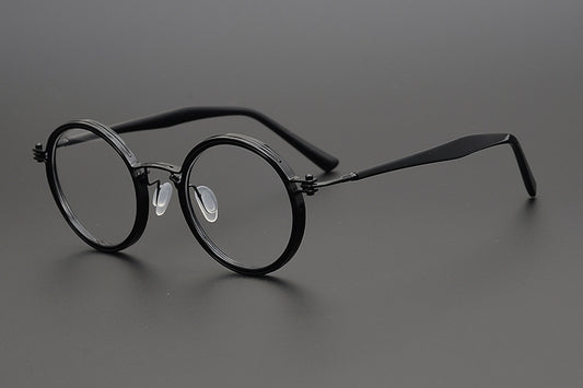 Lentes Retro de Titanio Puro Montura Redonda Carey para Miopía - Image 2