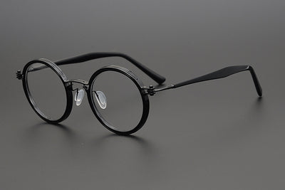 Lentes Retro de Titanio Puro Montura Redonda Carey para Miopía - Image 2
