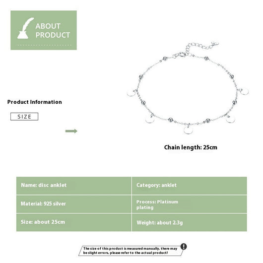 Pulsera de Tobillo Plata 925 Chapada en Oro Blanco - Image 6