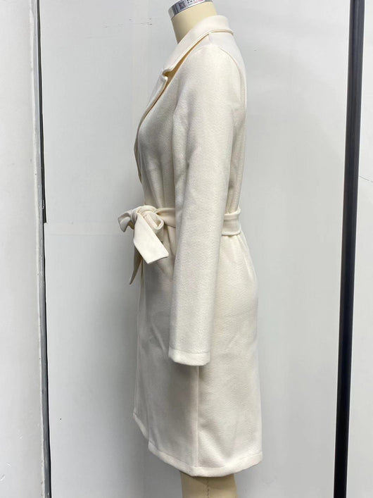 Abrigo de Lana para Mujer Cuello Polo Manga Larga Color Sólido Otoño Invierno - Image 31