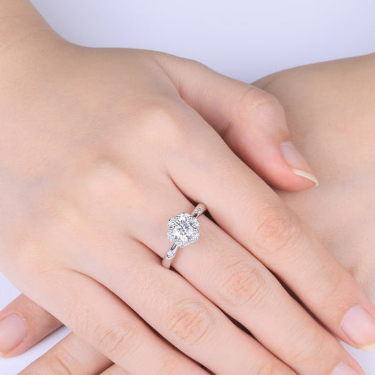 Anillo de Plata 925 Flor Diamante Roto Moissanita para Propuesta de Matrimonio - Image 3