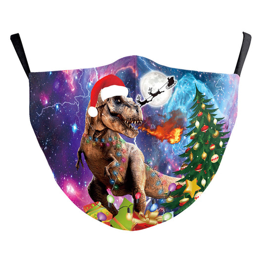 Light blue Christmas dust mask with a cartoon cool Santa Claus wearing sunglasses and gold rings, pointing forward. - Image 14