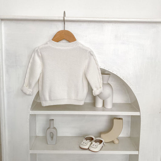 Chaqueta de Punto Tejida a Mano con Flores para Bebé Niña - Algodón Puro - Image 11