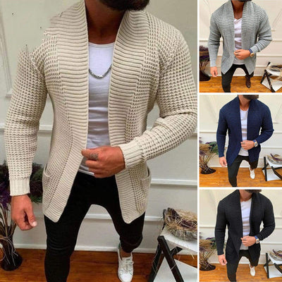 Cardigan Tejido a Rayas para Hombre - Estilo Casual Versátil