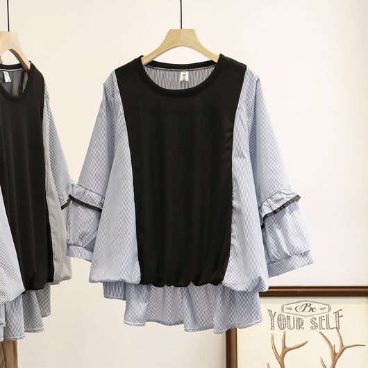 Blusa Holgada Coreana de Tres Cuartos con Doble Capa - Image 14
