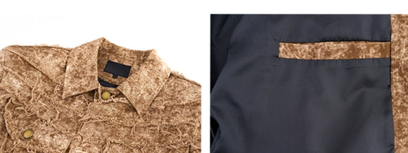 Chaqueta Denim Vintage Desgastada con Bordes Rotos