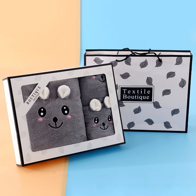 Juego de Toallas de Baño Coral Velvet con Diseño Orejas de Conejo y Koala - Set Regalo - Image 15