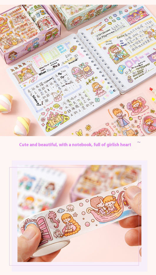 Set de Stickers Adhesivos Infantiles con Diseños Animados y Cinta Decorativa - Image 16