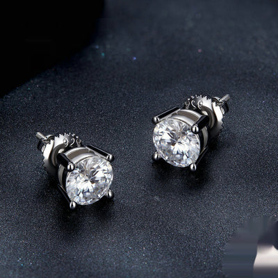 Aretes de Plata Esterlina S925 con Baño de Oro Blanco y Cuatro Garras - Image 10