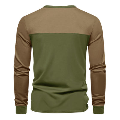 Camiseta Base Retro de Bloques de Color Manga Larga para Hombre - Image 11